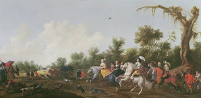 Frederick V, the Winter King and his Wife Elizabeth Stuart Leaving for a Hunt on Horseback, 1631 by Anthonie Palamedesz
